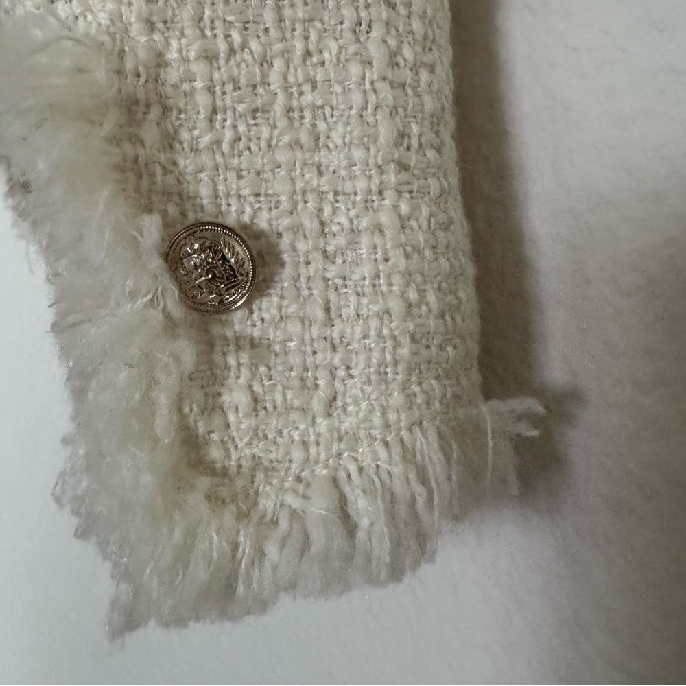 Cream Textured Jacket H&M New Without Tags Office Siren Quiet Luxury Size XS - Picture 8 of 16